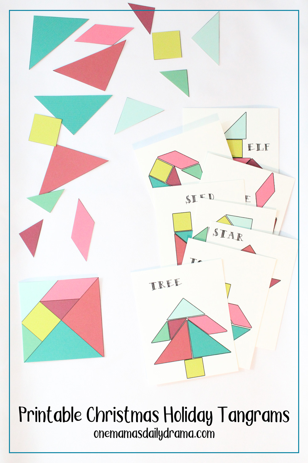 Printable christmas holiday tangrams winter break kids activity