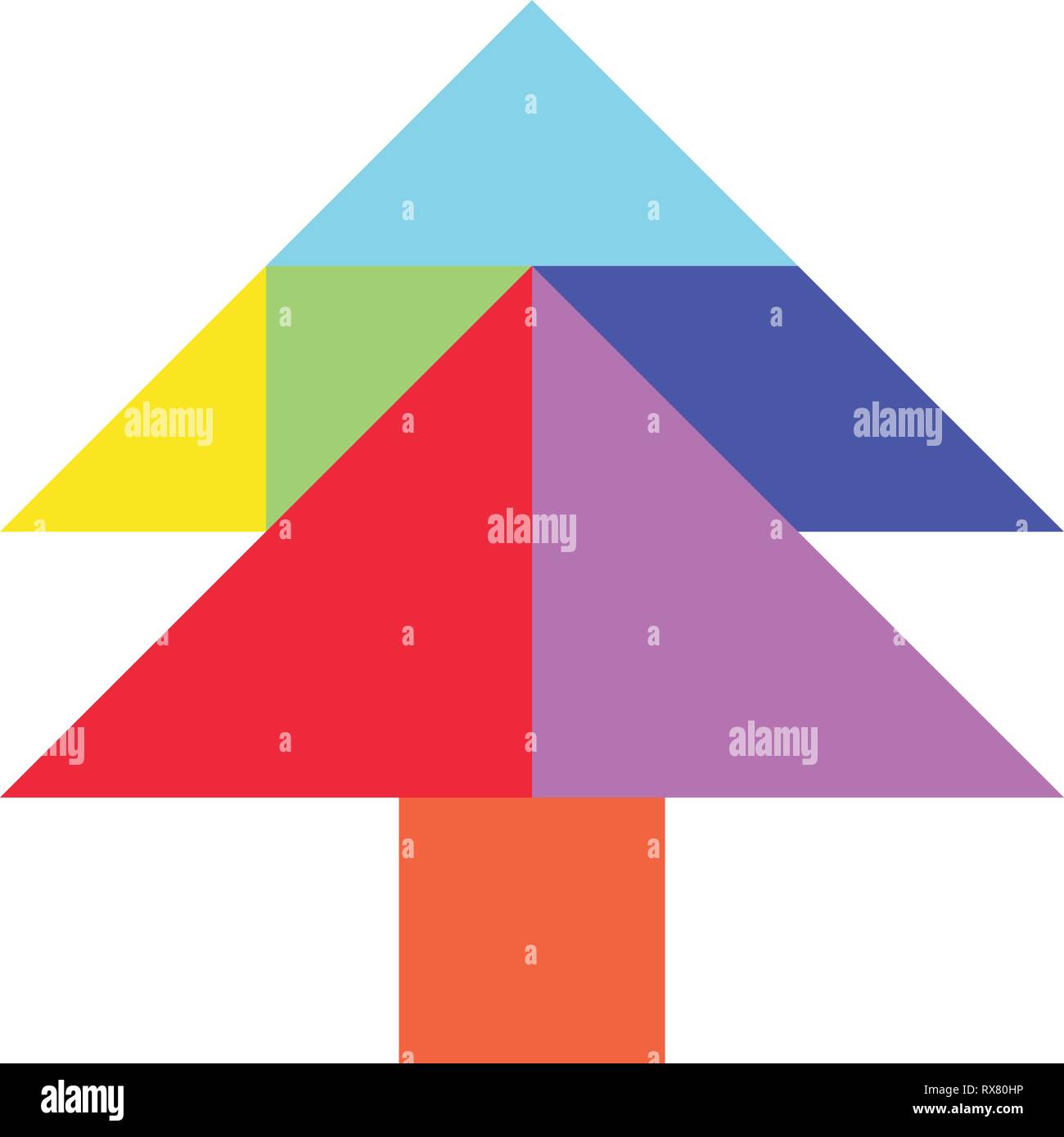 Color tangram puzzle in pine or christmas tree shape on white background vector stock vector image art