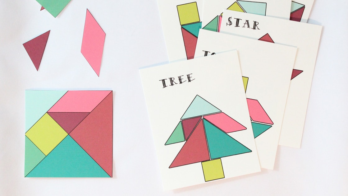 Printable christmas holiday tangrams winter break kids activity