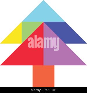 Color tangram puzzle in pine or christmas tree shape on white background vector stock vector image art