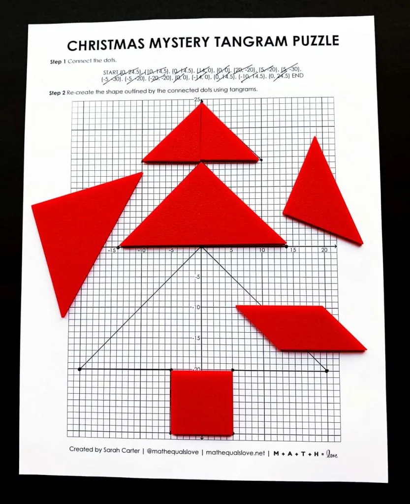 Christmas mystery tangram puzzle math love