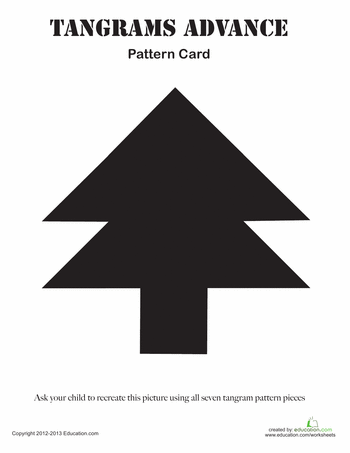 Tangram tree worksheet education tangram tangram puzzles card patterns