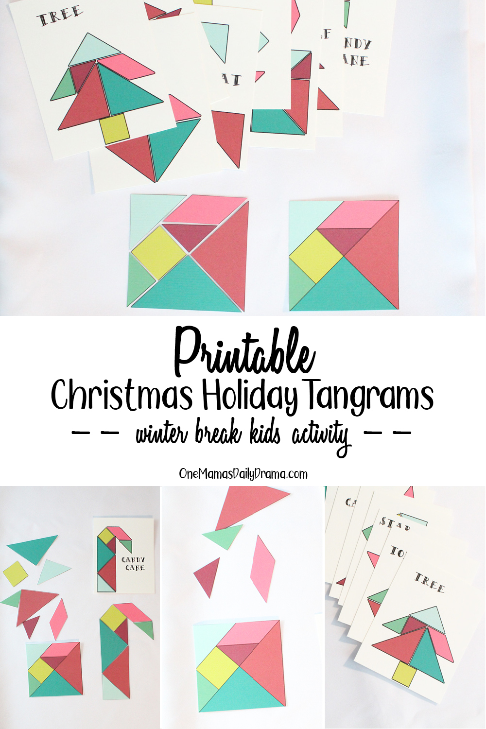 Printable christmas holiday tangrams winter break kids activity