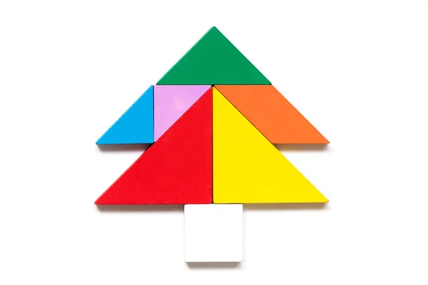 Color tangram puzzle pine christmas tree shape white background vector stock vector by thaneehgmail