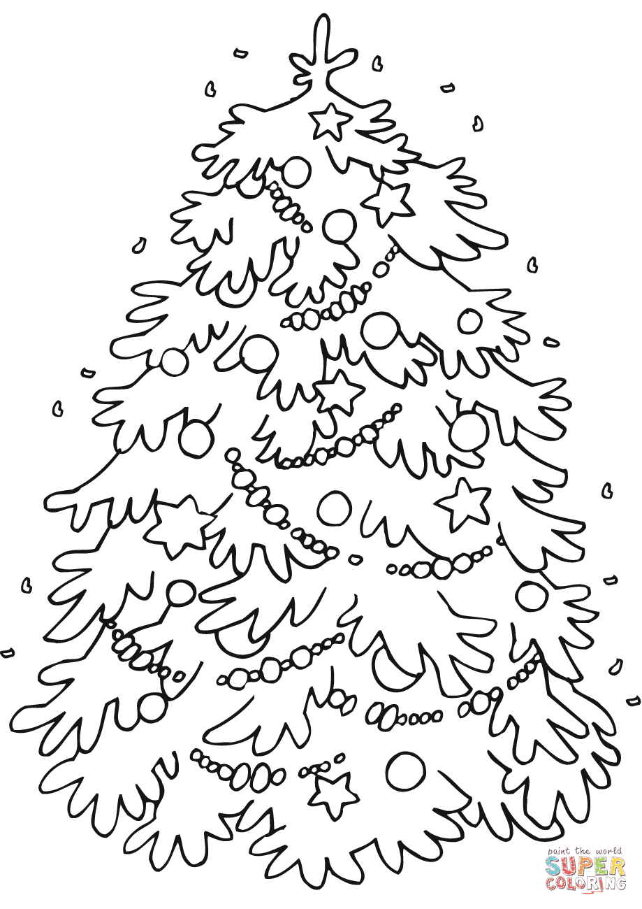 Xmas tree coloring page free printable coloring pages