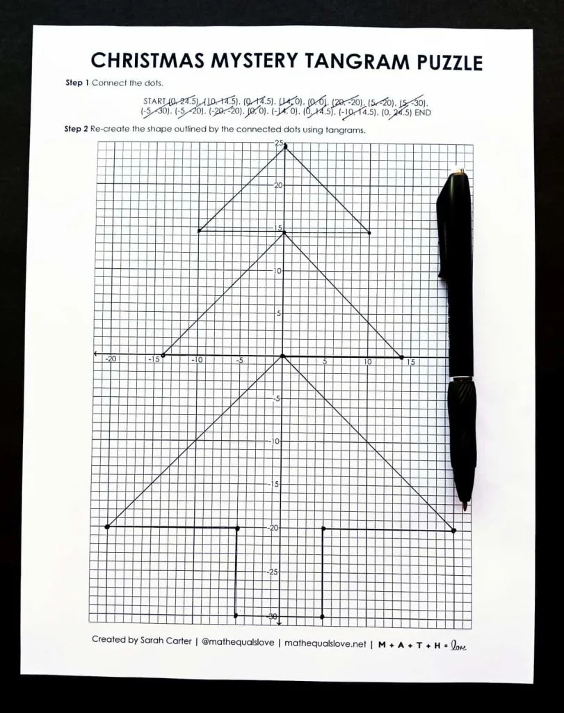 Christmas mystery tangram puzzle math love