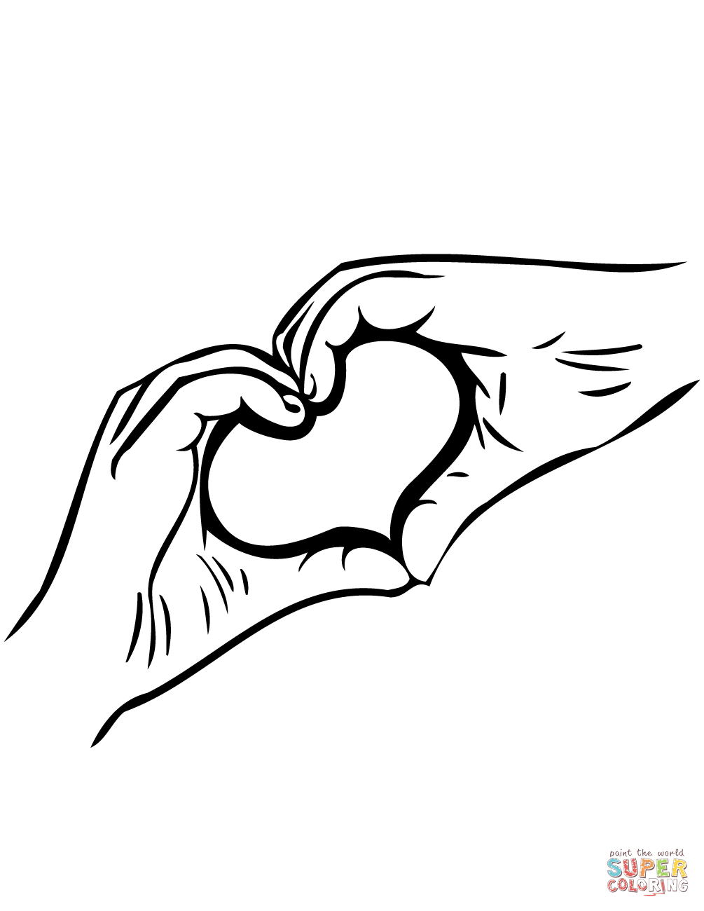 Two hands forming shape of heart coloring page free printable coloring pages