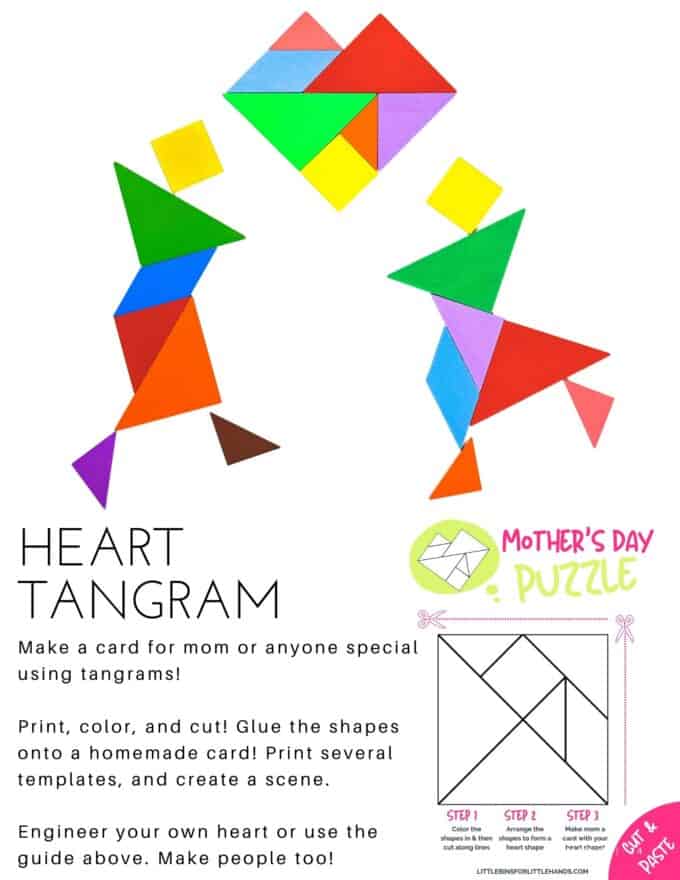 Tangram heart card for mothers day