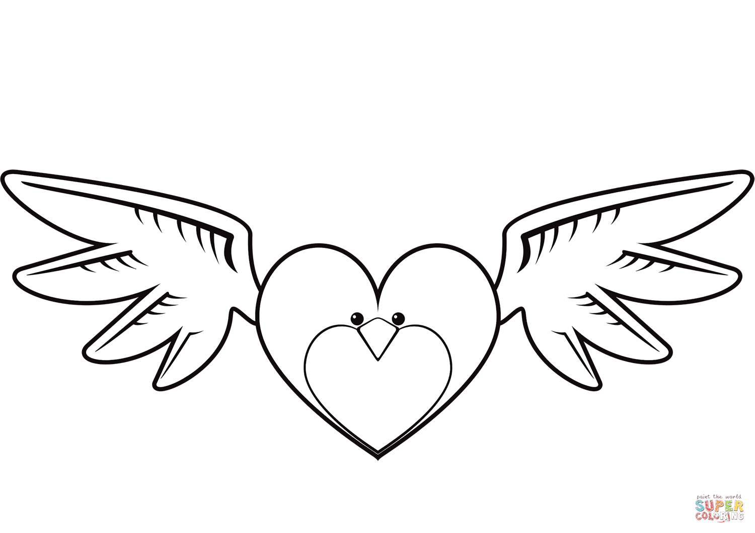 Heart shaped bird coloring page free printable coloring pages
