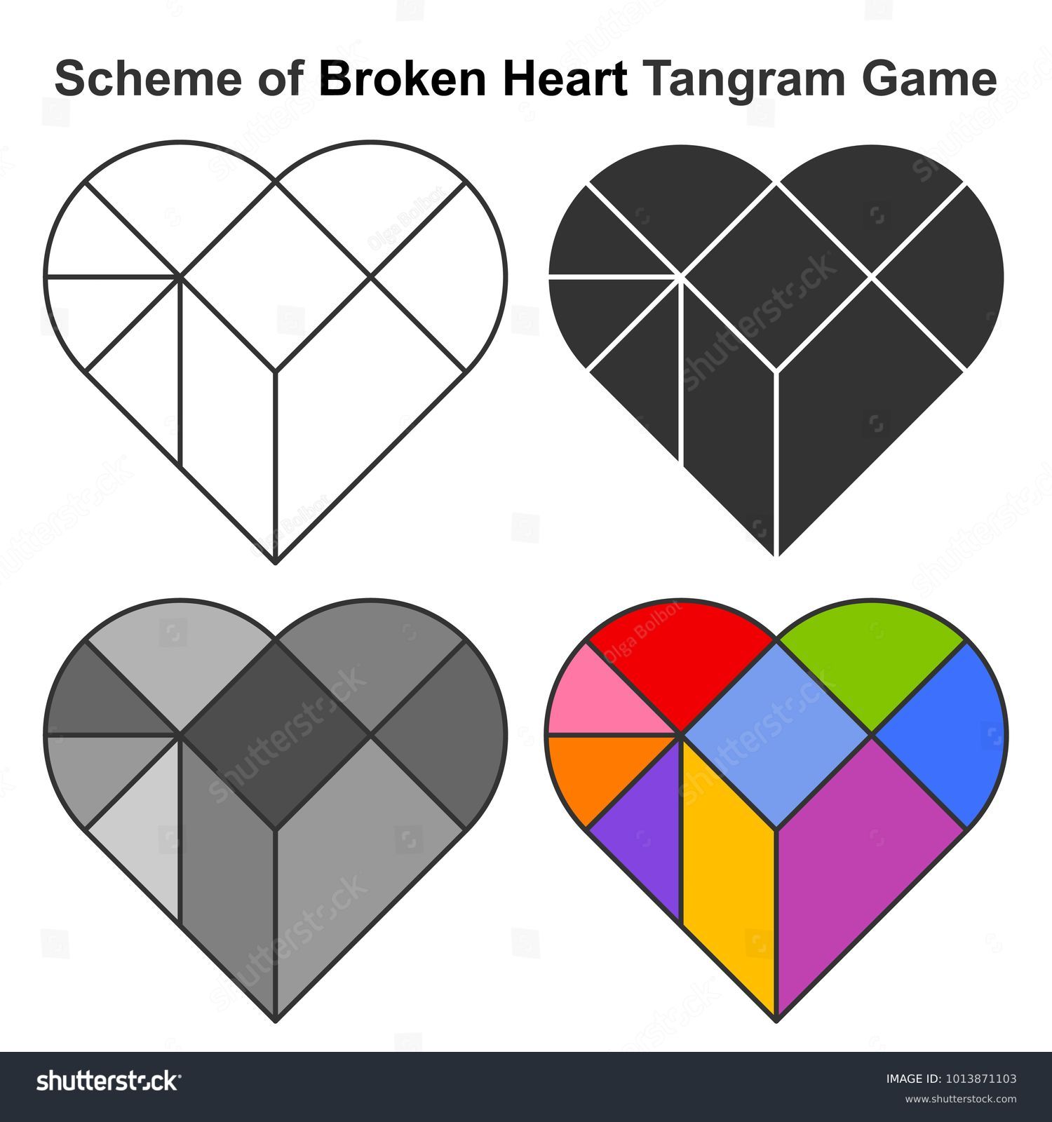 Set broken heart tangram game schemes àààààààààªàààà àààààààààààªààààà