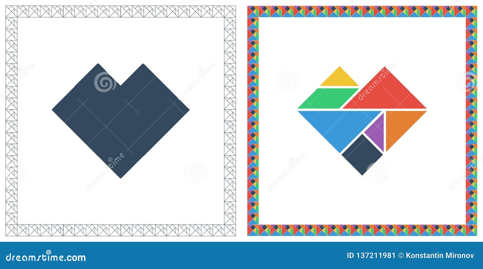 Heart tangram stock illustrations vectors clipart