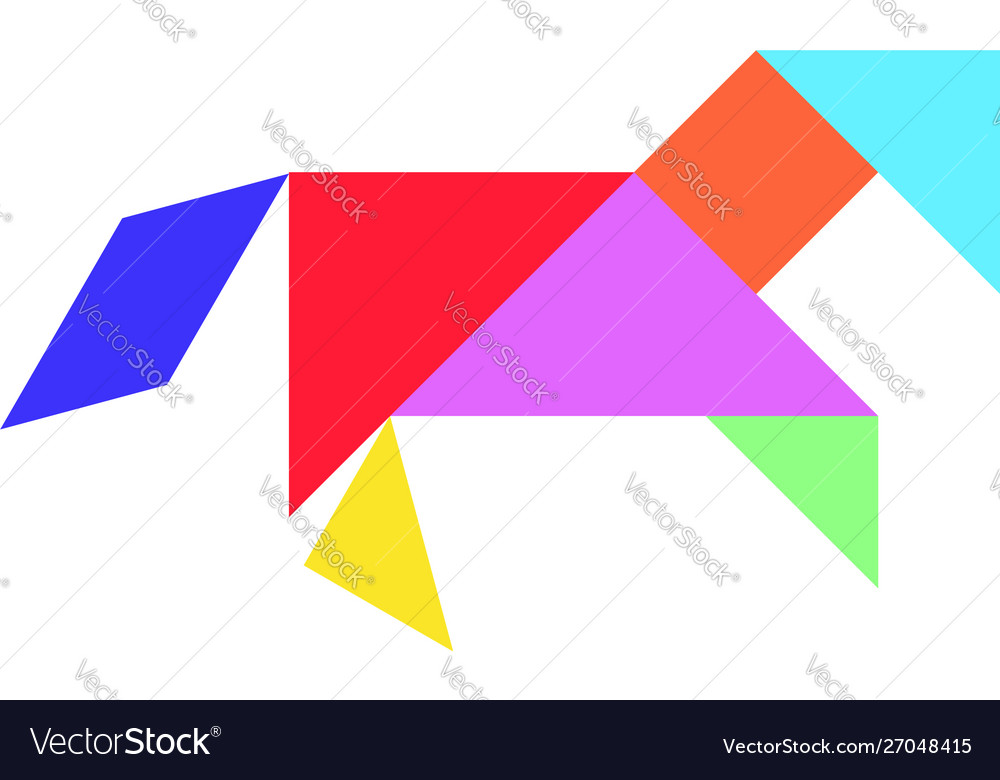 Tangram puzzle in horse shape on white background vector image