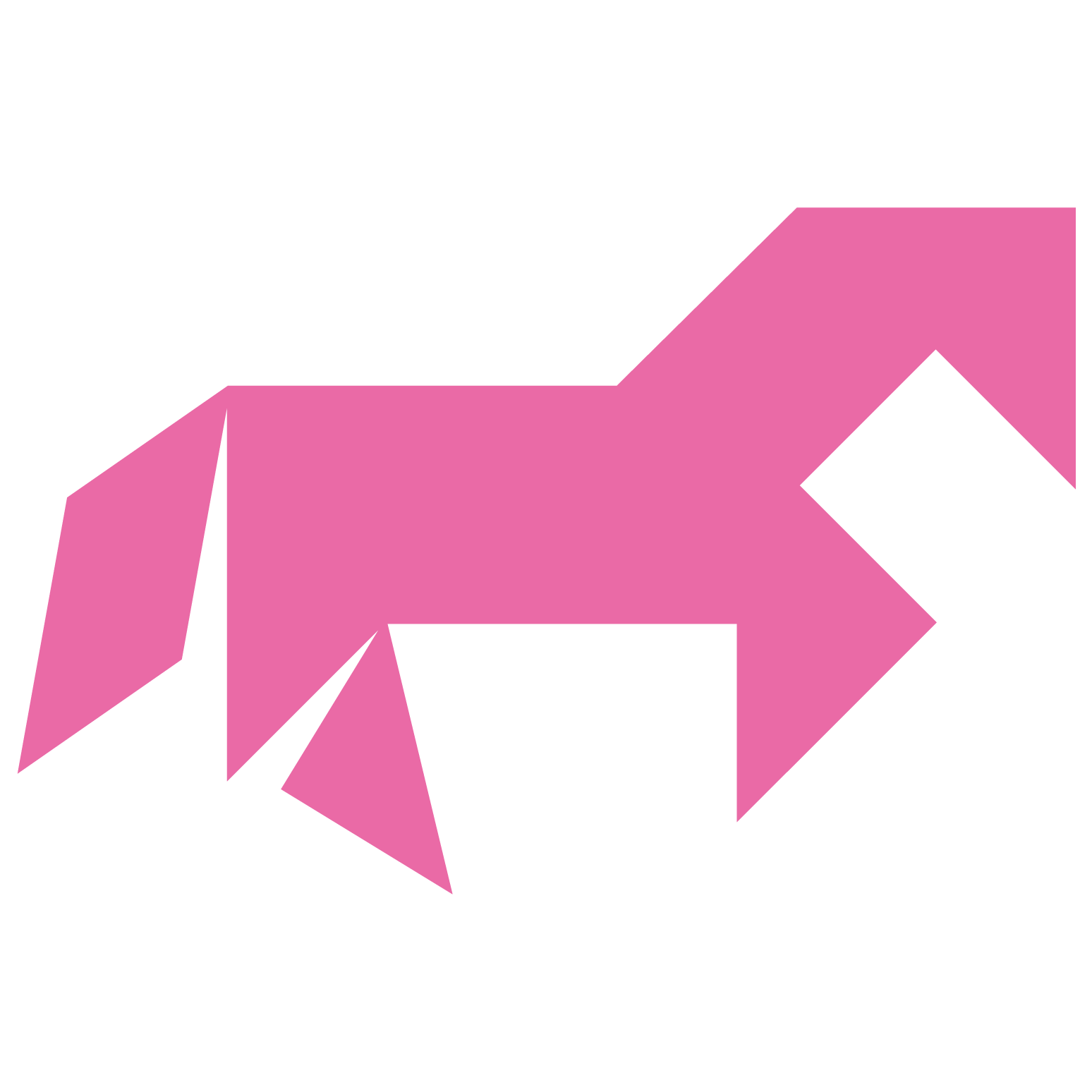 Tangram horse shape and solution free printable puzzle games