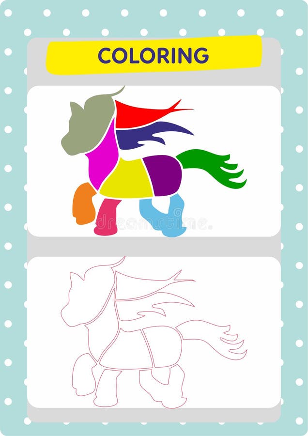Animals and tangrams coloring page for kids stock vector
