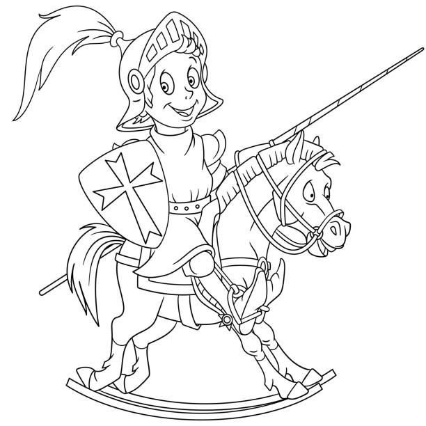 Man riding toy horse stock illustrations royalty
