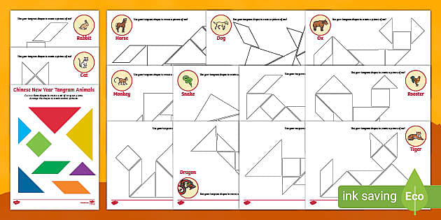 Ð chinese new year animals tangram activity