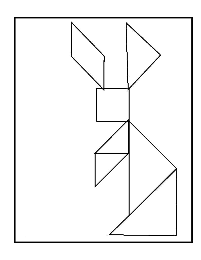 Tangram rabbit coloring page