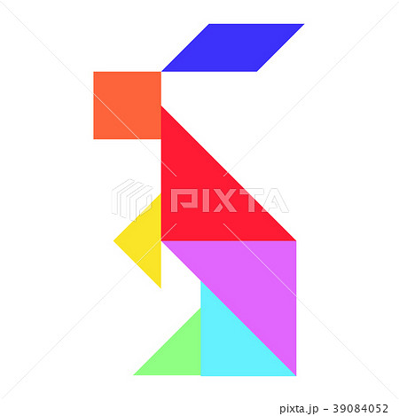 Color tangram puzzle in rabbit shape