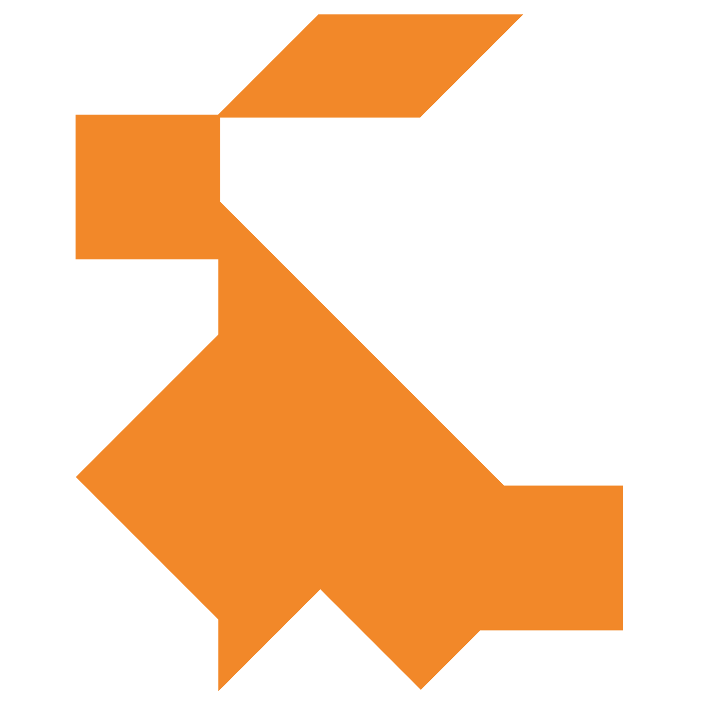 Tangram rabbit shape and solution free printable puzzle games