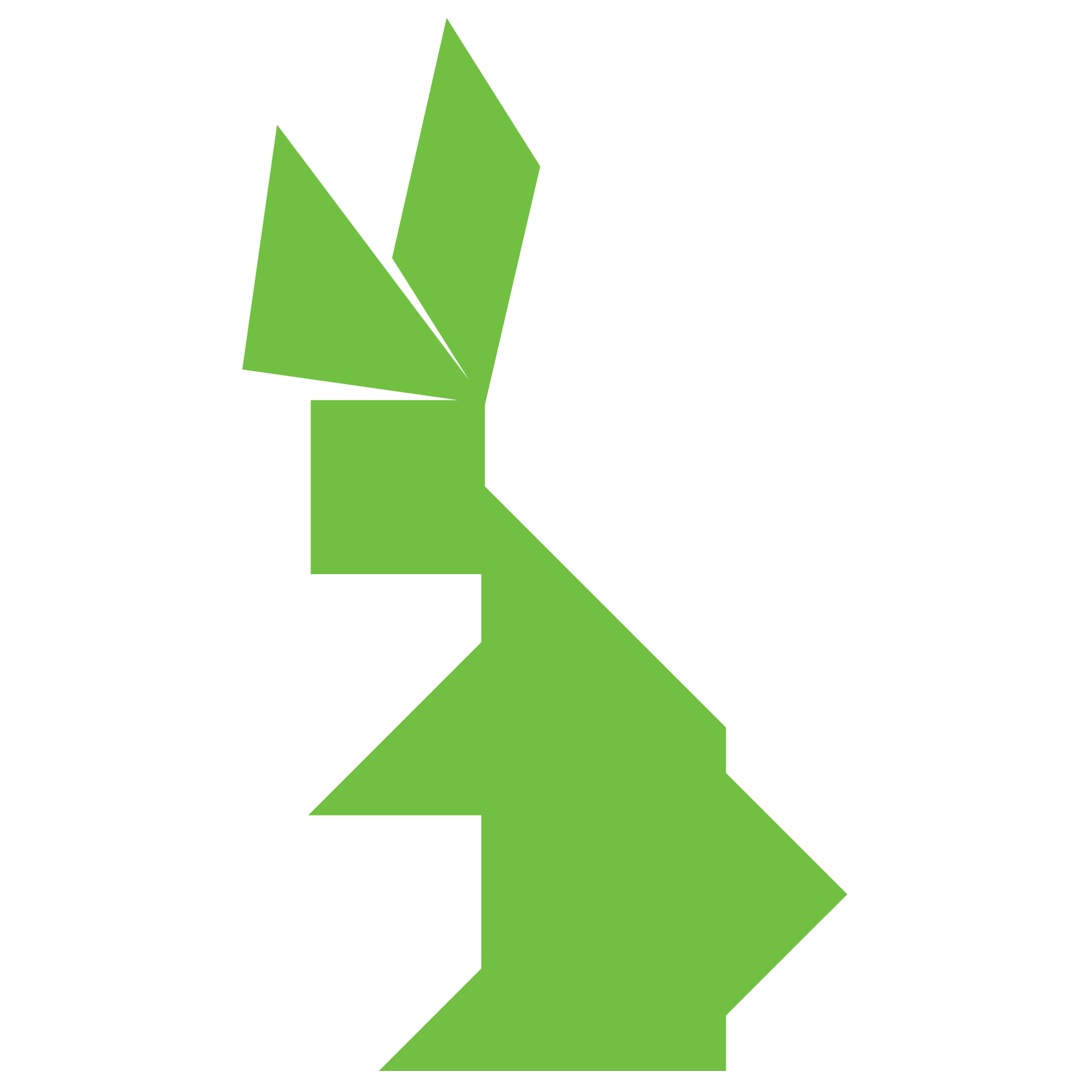 Tangram rabbit shape and solution free printable puzzle games