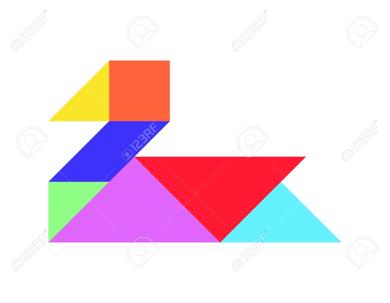 Color tangram puzzle in duck or swan shape on white background vector royalty free svg cliparts vectors and stock illustration image