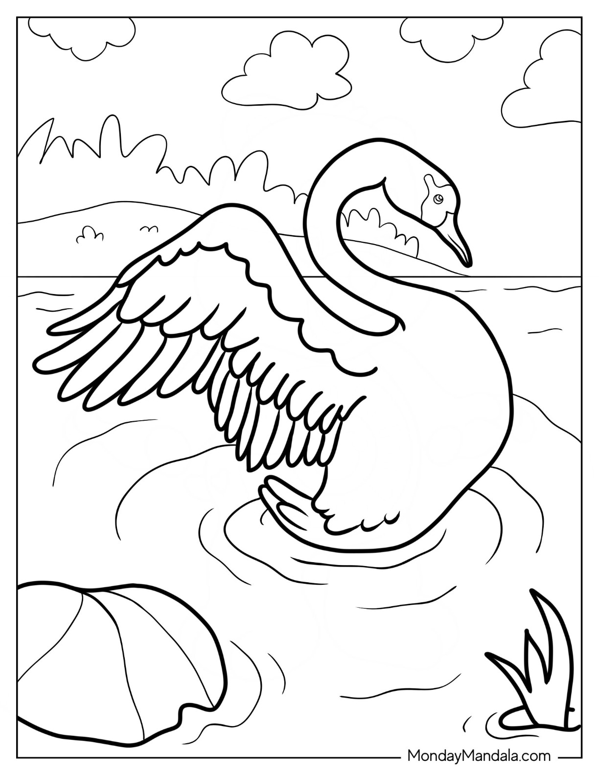 Swan coloring pages free pdf printables
