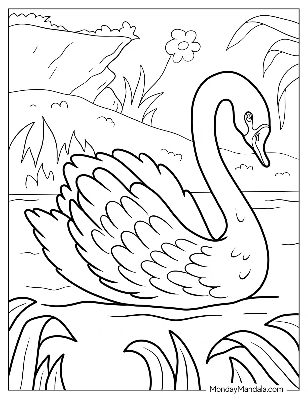 Swan coloring pages free pdf printables