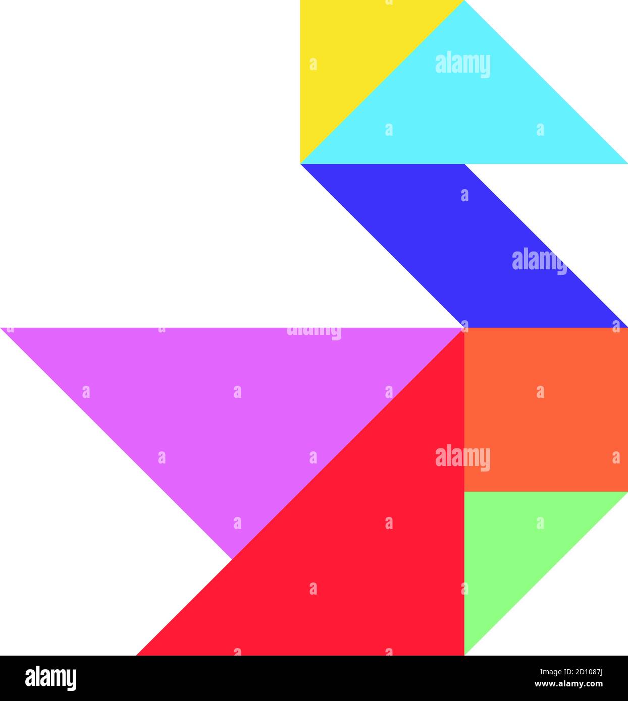 Color tangram puzzle in swan duck or goose shape on white background stock vector image art