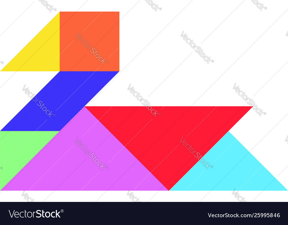 Color tangram puzzle in duck or swan shape vector image