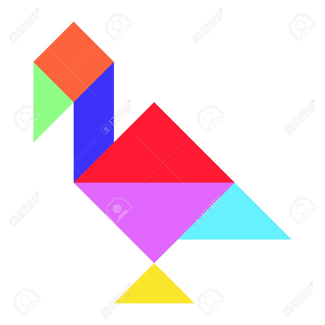 Color tangram puzzle in duck or swan shape on white background vector royalty free svg cliparts vectors and stock illustration image