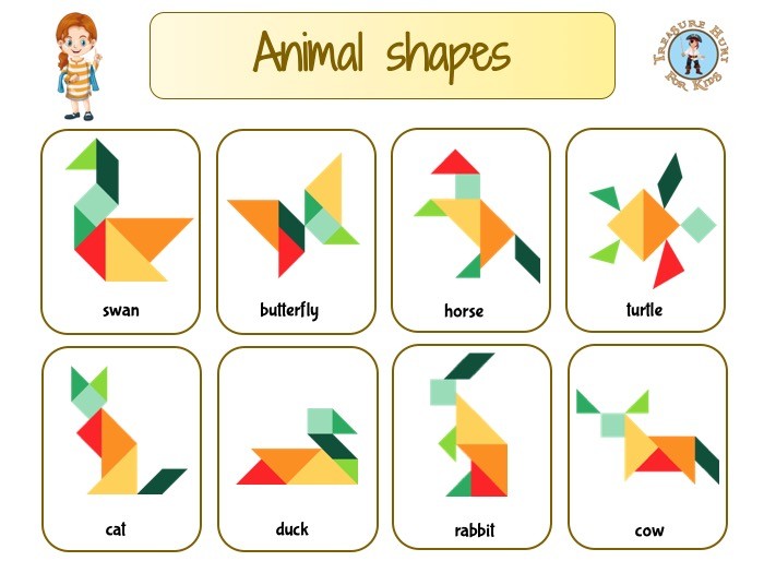 Tangram animal puzzles