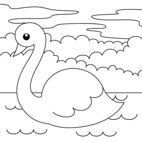 Cute swan coloring page free printable coloring pages
