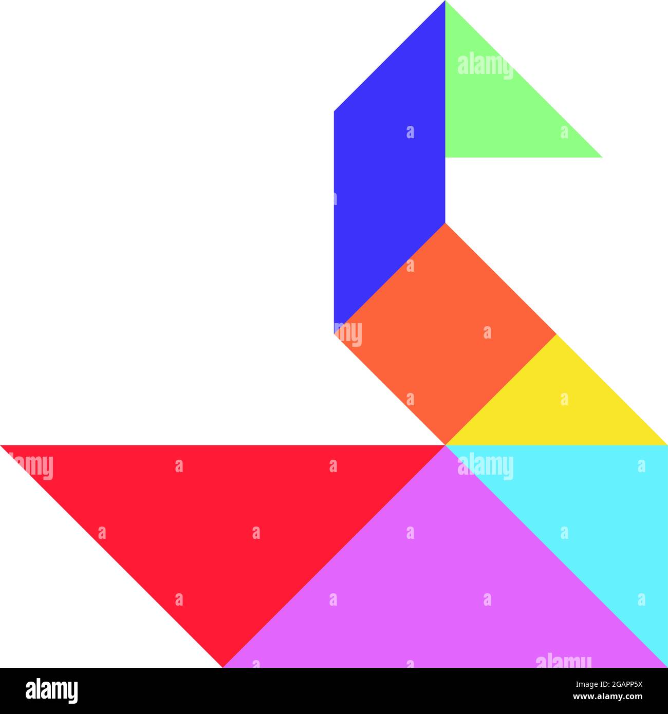 Color tangram puzzle in bird duck goose swan shape on white background stock vector image art