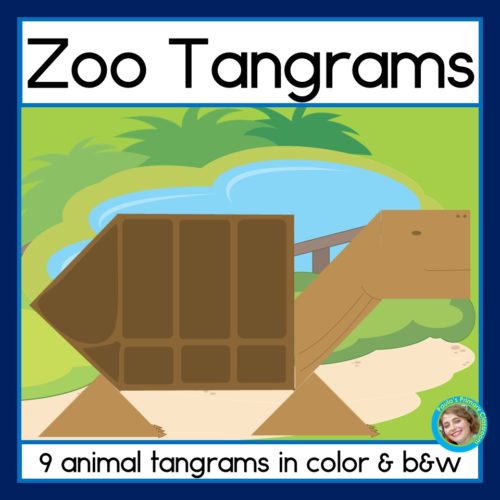 Zoo animal tangram puzzles d shapes math center made by teachers