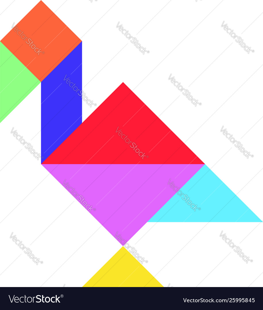 Color tangram puzzle in duck or swan shape vector image