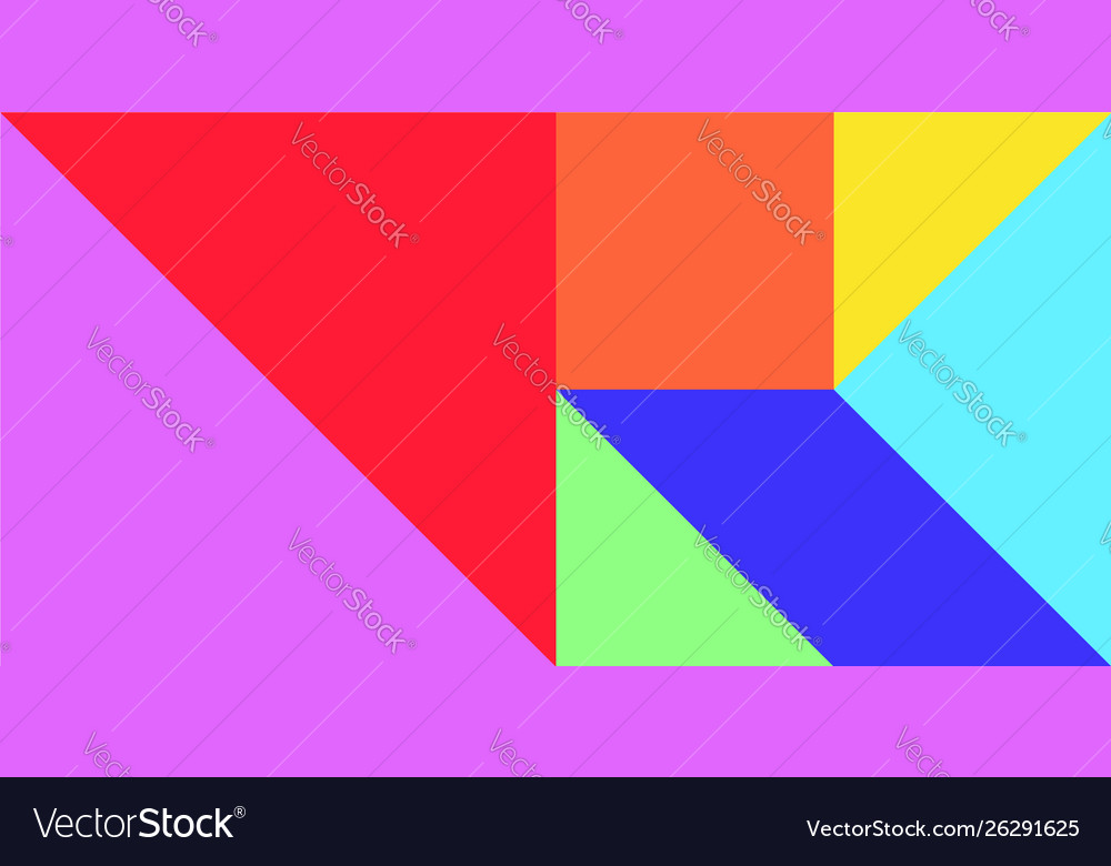 Color tangram puzzle in square or rectangle shape vector image