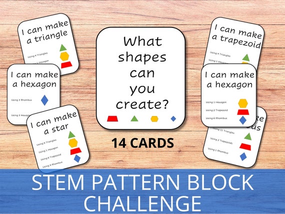 Pattern blocks stem challenge cards tangram puzzle d shapes resource stem activity printable flashcards d shape worksheet