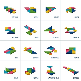 Page tangram vectors illustrations for free download