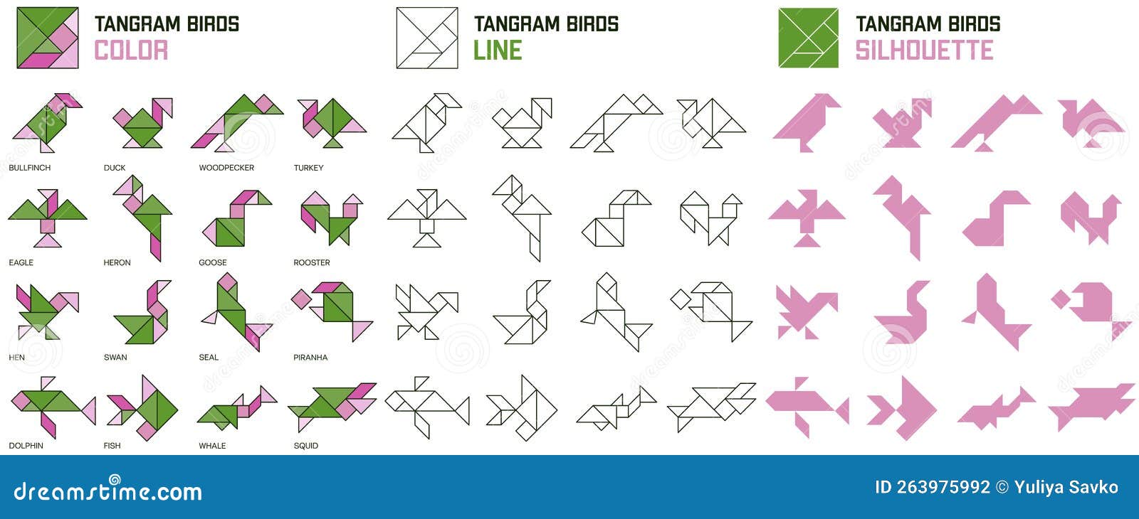 Line tangram stock illustrations â line tangram stock illustrations vectors clipart