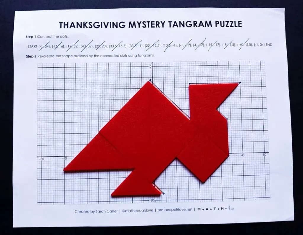 Thanksgiving mystery tangram puzzle math love