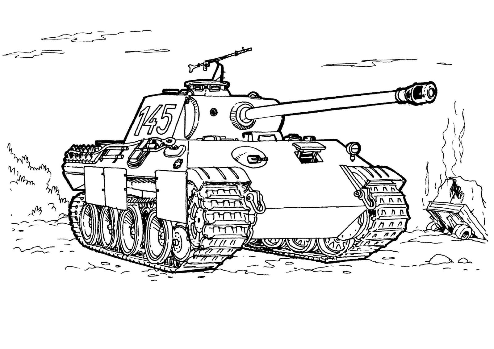 Army tank coloring page