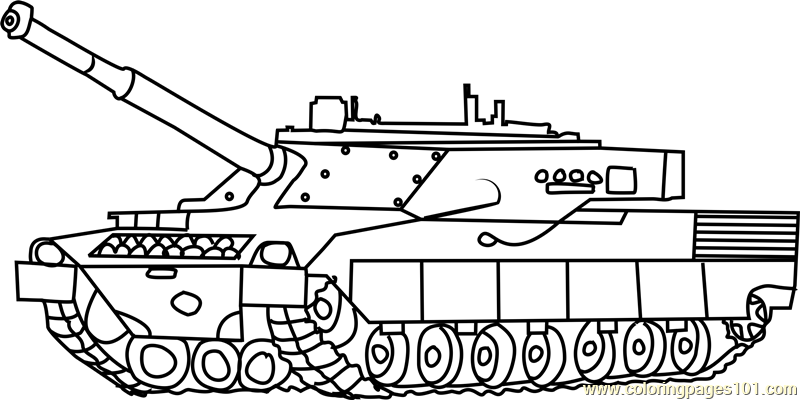 Army tank in battle coloring page for kids