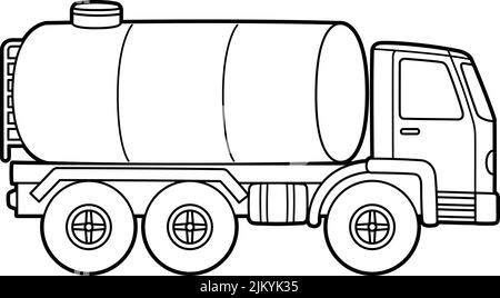 Water truck vehicle coloring page for kids stock vector image art