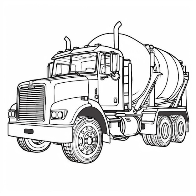 Premium ai image a coloring page of a cement truck with a large tank generative ai