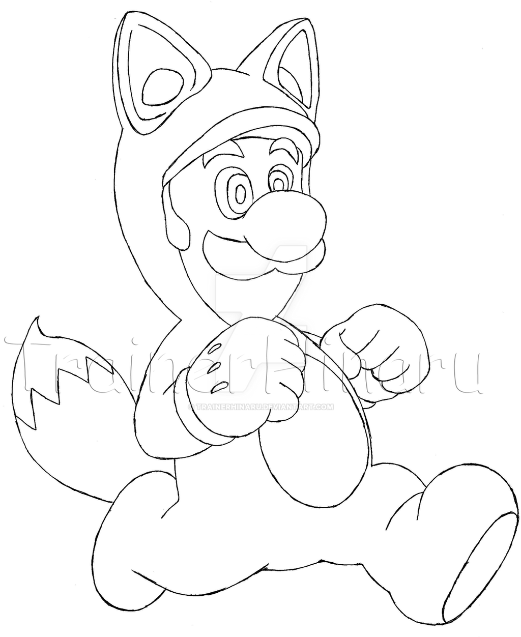 Tanooki suit luigi by trainerhinaru on