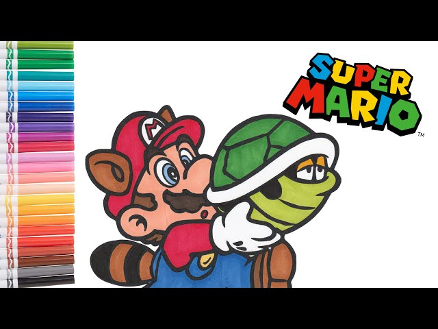Super mario brothers tanooki mario coloring book page