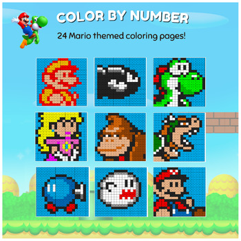 Mario color by number mario coloring pages mario themed nintendo coloring