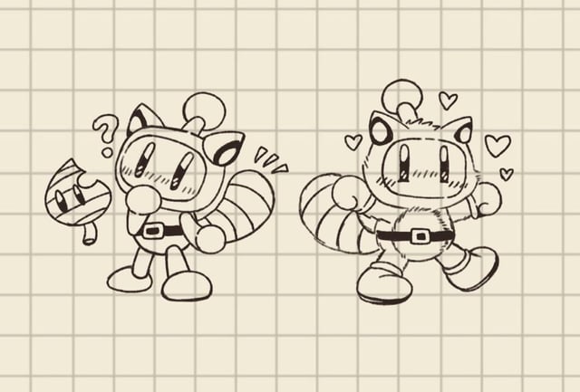 Tanooki bomberman mario crossover fan art rbomberman
