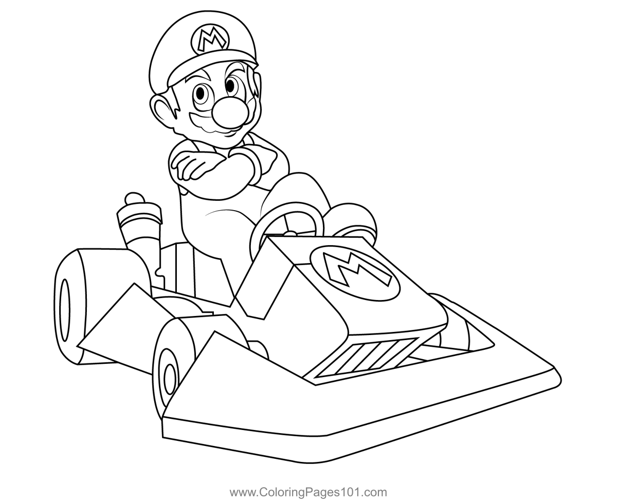 Standard mr mario kart coloring page for kids
