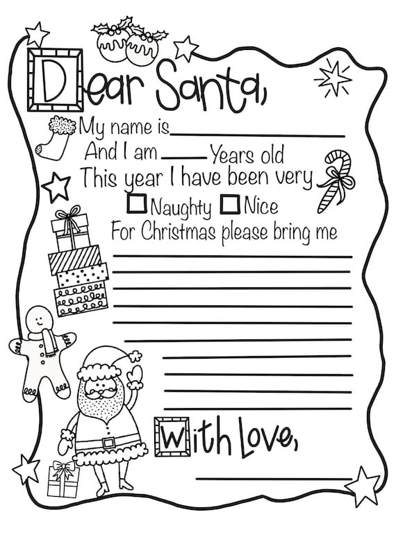 Un querido papã noel diversiãn navideãa navidad imprimible carta de querido papã noel pãgina para colorear de querido papã noel actividades navideãas para niãos navidad imprimible